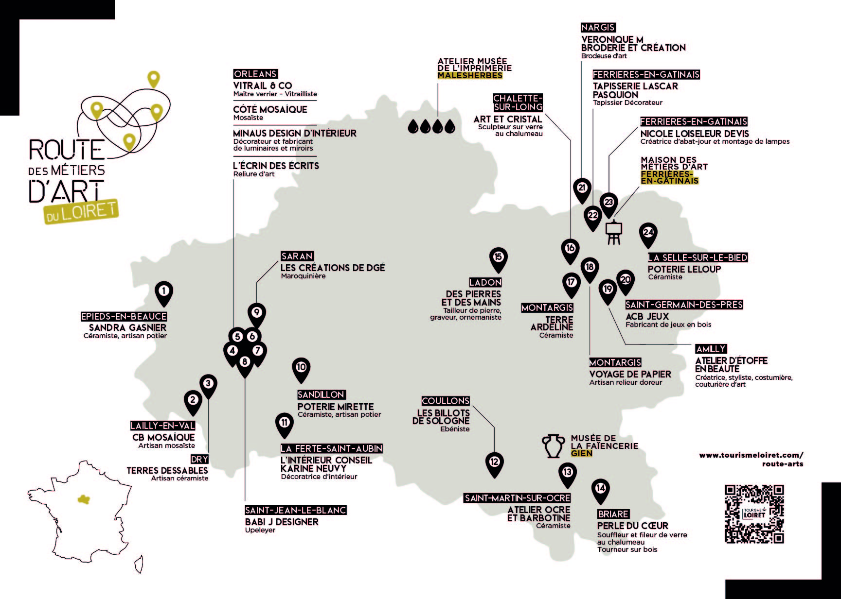 carte route des métiers d'arts